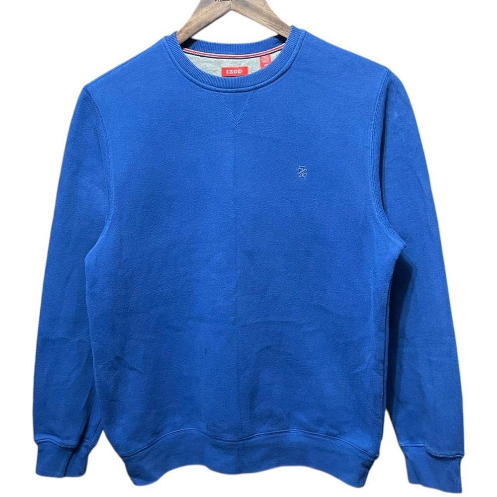 plain blank blue Izod small logo long sleeve crewneck casual winter sweatshirt